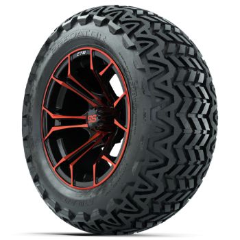 GTW Red/Black Spyder 14 in Wheels with 23x10-14 GTW Predator All-Terrain Tires - Set of 4