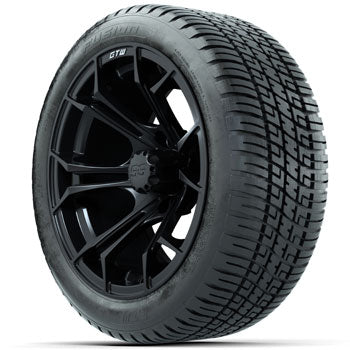 GTW Matte Black Spyder 14 in Wheels with 205/30-14 Fusion Street Tires - Set of 4