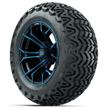 GTW Black/Blue Spyder 14 in Wheels with 23x10-14 GTW Predator All-Terrain Tires - Set of 4