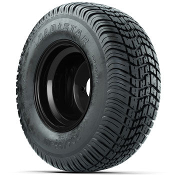 Matte Black Steel Offset 10 in Wheels with 205/65-10 Kenda Load Star Street Tires - Set of 4