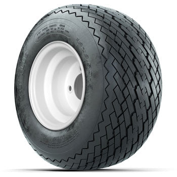 White Steel 8 in Wheels with 6-Ply 18 in Golf Pro Plus Sawtooth Tires - Set of 4