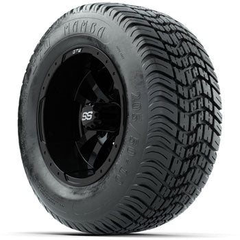 GTW Gloss Black Storm Trooper 10 in Wheels with 205/50-10 Mamba Street Tires - Set of 4
