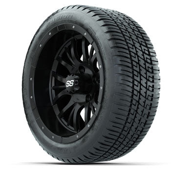 GTW Matte Black Diesel 14 in Wheels with 205/30-14 Fusion Street Tires - Set of 4