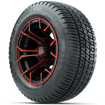 GTW Red/Black Spyder 12 in Wheels with 215/50-R12 Fusion S/R Street Tires - Set of 4