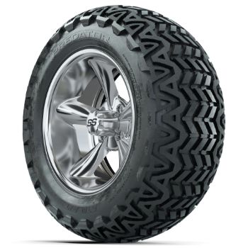 GTW Chrome Godfather 14 in Wheels with 23x10-14 GTW Predator All-Terrain Tires - Set of 4