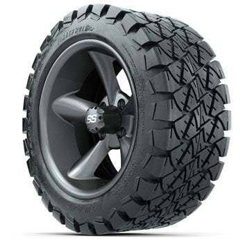 GTW Matte Gray Godfather 14 in Wheels with 22x10-14 Timberwolf All-Terrain Tires - Set of 4