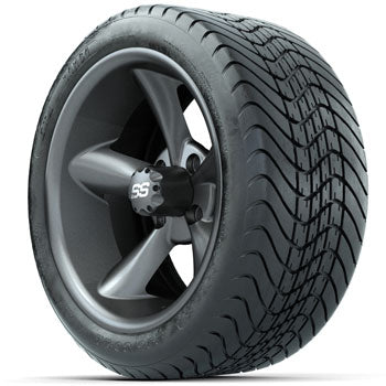 GTW Matte Gray Godfather 14 in Wheels with 225/30-14 Mamba Street Tires - Set of 4