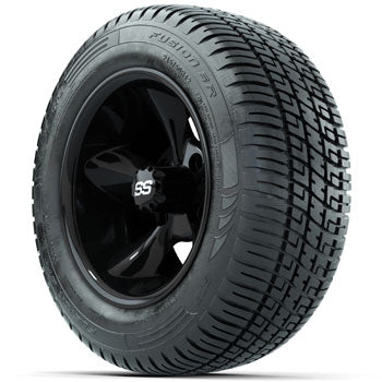 GTW Black Godfather 12 in Wheels with 215/50-R12 Fusion S/R Street Tires - Set of 4