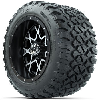 GTW Matte Machined/Black Vortex 12 in Wheels with 20x10-R12 Nomad All-Terrain Tires - Set of 4
