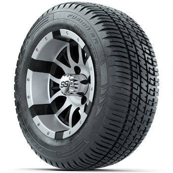 GTW Machined/Black Diesel 12 in Wheels with 215/50-R12 Fusion S/R Street Tires - Set of 4