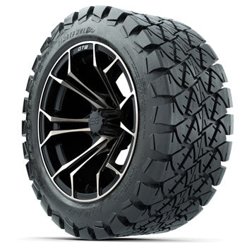 GTW Matte Black/Bronze Spyder 14 in Wheels with 22x10-14 Timberwolf All-Terrain Tires - Set of 4