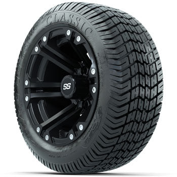 GTW Matte Black Specter 12 in Wheels with 215/40-12 Excel Classic Street Tires - Set of 4