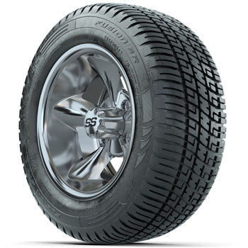 GTW Machined/Black Godfather 12 in Wheels with 215/50-R12 Fusion S/R Street Tires - Set of 4