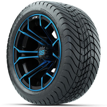 GTW Blue/Black Spyder 12 in Wheels with 215/35-12 Mamba Street Tires - Set of 4