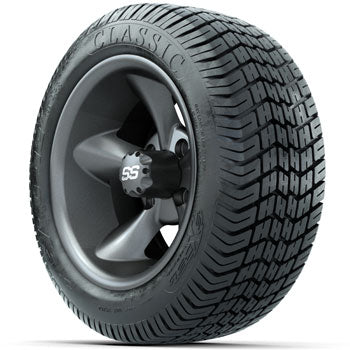 GTW Matte Gray Godfather 12 in Wheels with 215/40-12 Excel Classic Street Tires - Set of 4