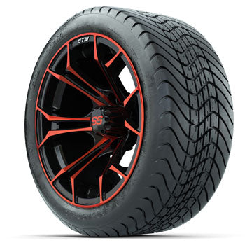 GTW Spyder Red/Black 14 in Wheels with 225/30-14 Mamba Street Tires - Set of 4