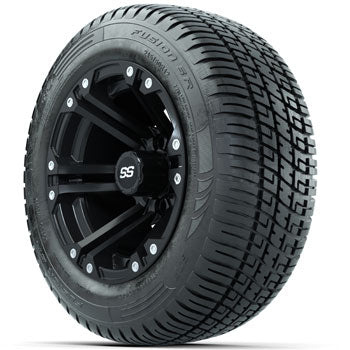 GTW Matte Black Specter 12 in Wheels with 215/50-R12 Fusion S/R Street Tires - Set of 4