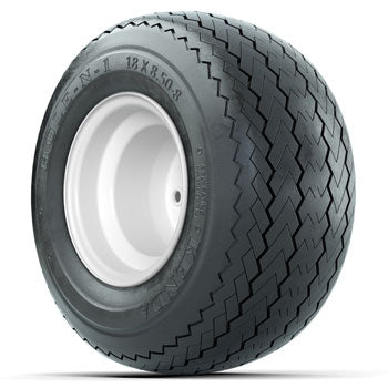 White Steel Offset 8 in Wheels with 18 in Kenda Hole-N-1 Tires - Set of 4