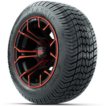 GTW Red/Black Spyder 12 in Wheels with 215/40-12 Excel Classic Street Tires - Set of 4