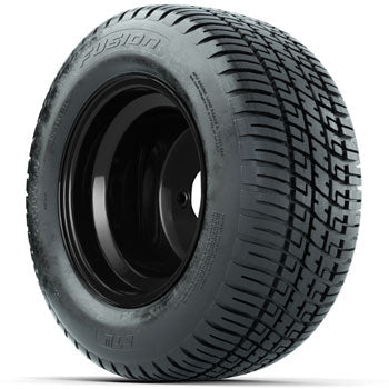 Matte Black Steel Offset 10 in Wheels with 205/50-10 Fusion Street Tires - Set of 4