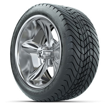 GTW Godfather Chrome 14 in Wheels with 225/30-14 Mamba Street Tires - Set of 4