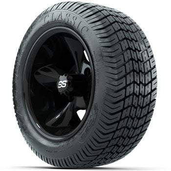 GTW Black Godfather 12 in Wheels with 215/40-12 Excel Classic Street Tires - Set of 4