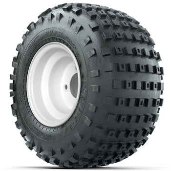 White Steel 8 in Wheels with 18 in Duro Aero-Trak Knobby Tires - Set of 4