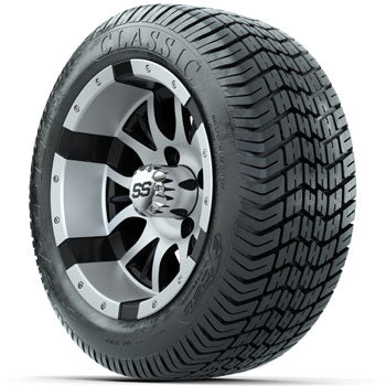 GTW Machined/Black Diesel 12 in Wheels with 215/40-12 Excel Classic Street Tires - Set of 4