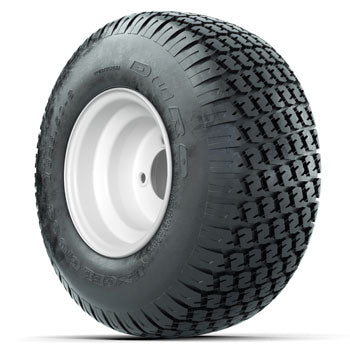 White Steel 8 in Wheels with 18 in S-Pattern Traction Tires - Set of 4