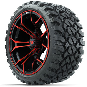 GTW Spyder Black/Red 15 in Wheels with 23 in Nomad All Terrain Tires - Set of 4
