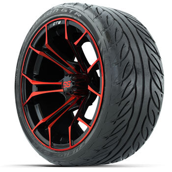 GTW Spyder Black/Red 15 in Wheels with Fusion GTR Lo-Pro Street Tires - Set of 4