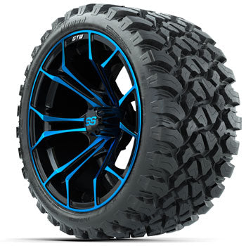 GTW Spyder Black/Blue 15 in Wheels with 23 in Nomad All Terrain Tires - Set of 4