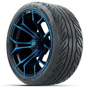 GTW Spyder Black/Blue 15 in Wheels with Fusion GTR Lo-Pro Street Tires - Set of 4