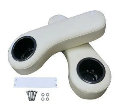 SGC Golf Cart Rear Seat Armrest Cushions w/ Cup Holders (Pure White)
