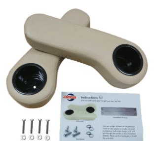 SGC Golf Cart Rear Seat Armrest Cushions w/ Cup Holders (Stone)