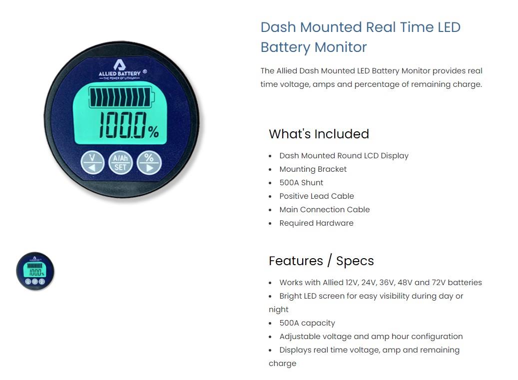 Allied Dash mounted real time LED battery monitor