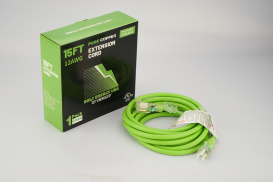 Bolt Energy Heavy duty 12-AWG 15-foot extension cord, LED end