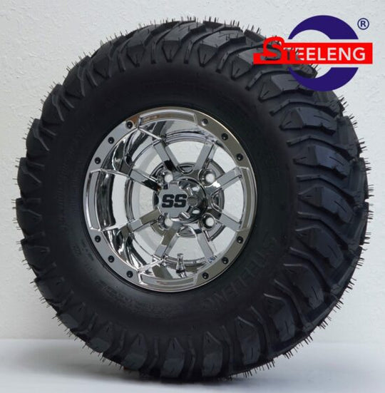 SGC 10" Storm Trooper Chrome Wheel - Aluminum Alloy / STEELENG 22"x10.5"-10" Mud Terrain Tires Combo - Set of 4