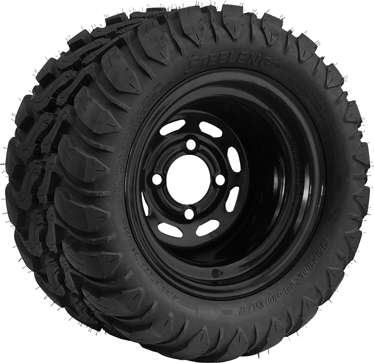 SGC 10″ Steel Wheel Black Slotted / STEELENG 22″x10.5″10″ Mud Ter Golf Cart Geeks