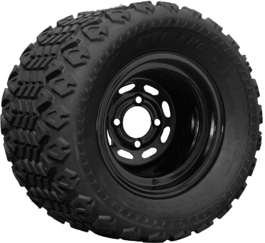 SGC 10" Steel Wheel - Black - Slotted / STEELENG 20"x10"-10" All Terrain Tire DOT approved Tires Combo - Set of 4
