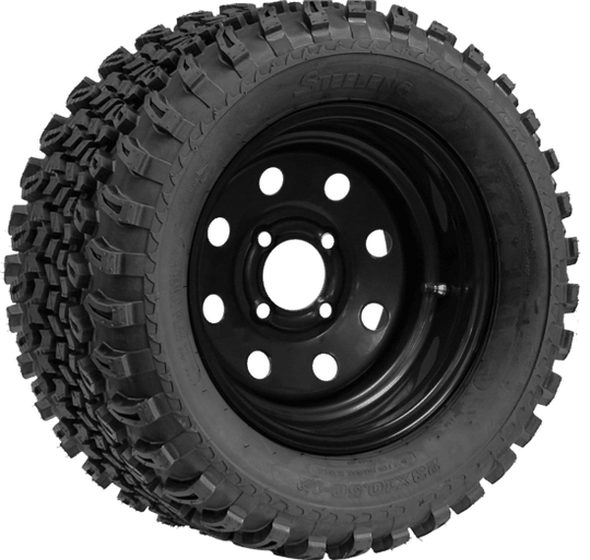 SGC 12" Steel Wheel - Black - 8 Holes / STEELENG 23"x10.5"-12" All Terrain Tire Tires Combo - Set of 4