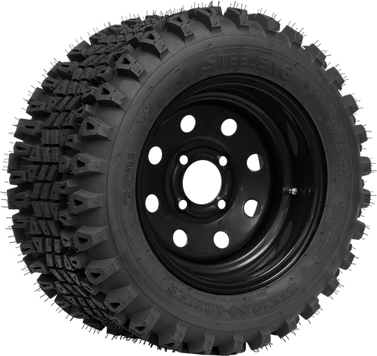 SGC 12" Steel Wheel - Black - 8 Holes / STEELENG 23"x10.5"-12" QH All Terrain Tire Tires Combo - Set of 4