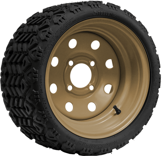 SGC 12" Steel Wheel - Desert Sand - 8 Holes / STEELENG 18"x8.5"-12" All-Terrain Tire DOT approved Tires Combo - Set of 4