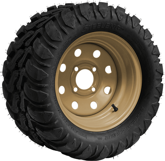 SGC 12" Steel Wheel - Desert Sand - 8 Holes / STEELENG 22"x11"-12" Mud Terrain / All Terrain Tire DOT Approved Tires Combo - Set of 4