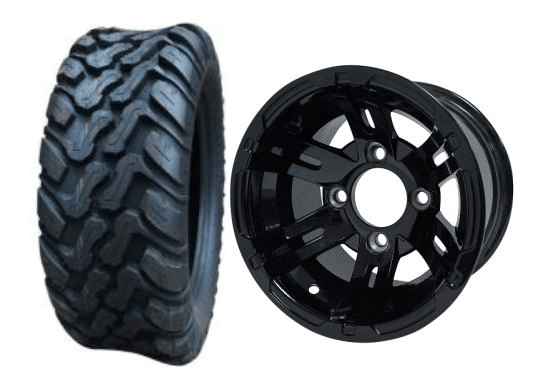SGC 10" Bulldog Glossy Black Wheel - Aluminum Alloy / STEELENG 22"x10.5"-10" Mud Terrain Tires Combo - Set of 4
