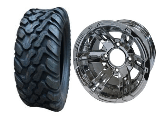 SGC 10" Bulldog Chrome Wheel - Aluminum Alloy / STEELENG 22"x10.5"-10" Mud Terrain Tires Combo - Set of 4