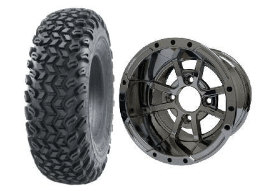 SGC 10" Storm Trooper Chrome Wheel - Aluminum Alloy / STEELENG 22"x11"-10" All Terrain Tire DOT approved Tires Combo - Set of 4