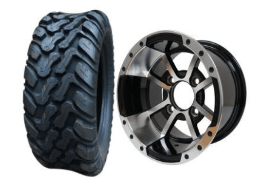 SGC 10" Storm Trooper Machined/Black Wheel - Aluminum Alloy / STEELENG 22"x10.5"-10" Mud Terrain Tires Combo - Set of 4