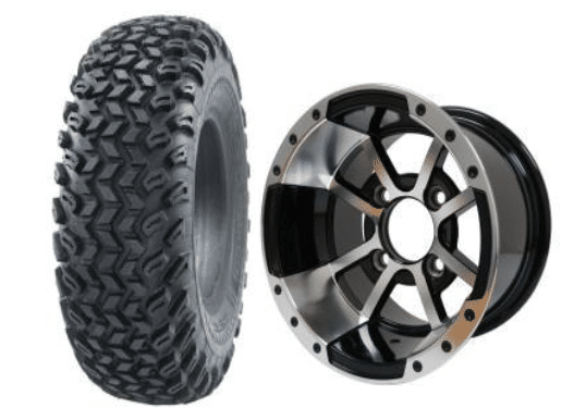 SGC 10" Storm Trooper Machined/Black Wheel - Aluminum Alloy / STEELENG 22"x11"-10" All Terrain Tire DOT approved Tires Combo - Set of 4