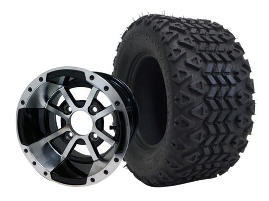 SGC 10" Storm Trooper Machined/Black Wheel - Aluminum Alloy / STEELENG 20"x10"-10" All Terrain Tire DOT approved Tires Combo - Set of 4